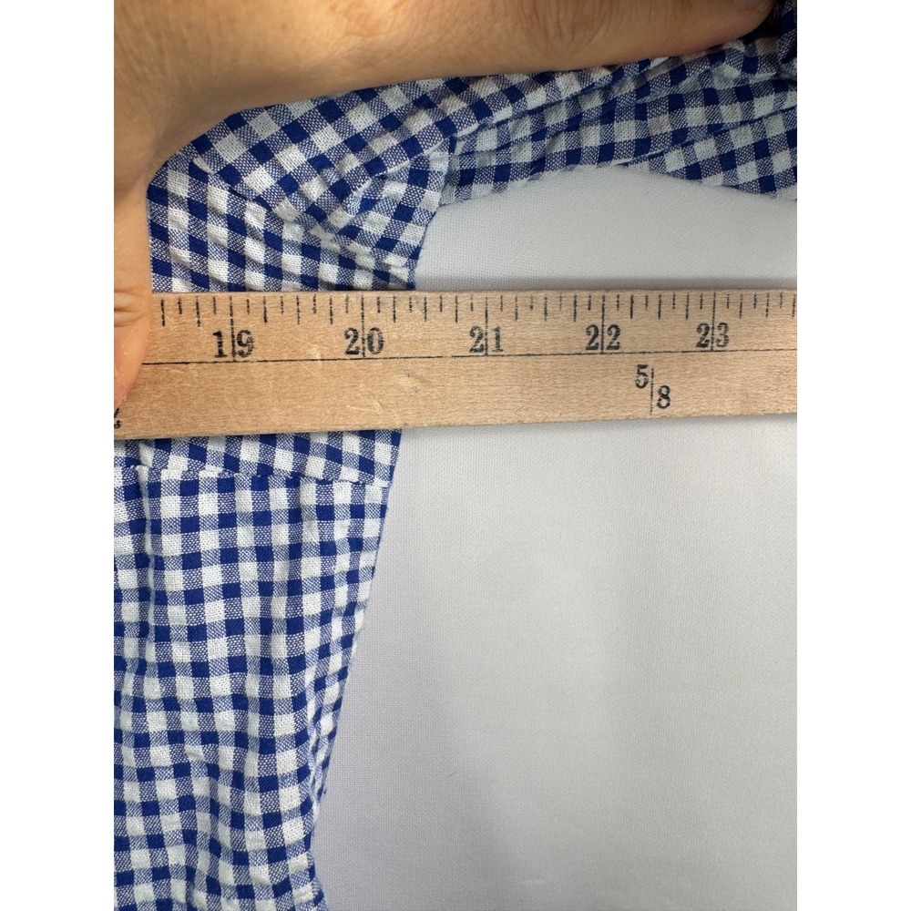 Old Navy Gingham‎ Puff Sleeve Tiered Midi Dress Women Size L Blue White - Picture 5 of 10